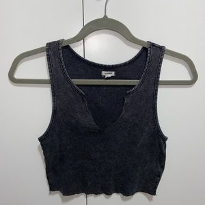 Washed Black Cropped Muscle Tank Top